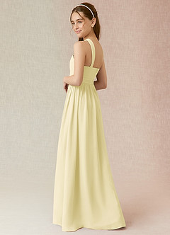 Azazie Jiya Junior Linia A Pofałdowany Szyfon Długość podłogi Młodsza druhna Sukienka image3