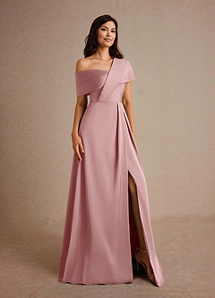 Azazie Milton Mother of the Bride Dresses Dusty Rose A-Line Pleated Stretch Satin Dress image8