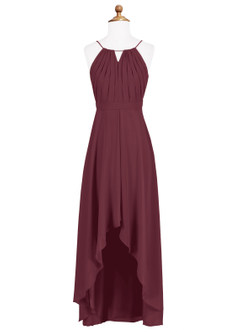 Azazie Oaklynn Junior Robe Trapèze en Mousseline de soie Plissée Cabernet image6