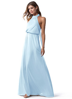 Azazie Landry Bridesmaid Dresses Sky Blue A-Line Pleated Mesh Dress image4