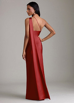 Azazie Galinda Brudtärnklänningar Klä av Sjöjungfru i Stretch Satin Ena axeln Granatäpple image6