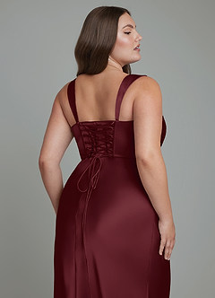 Azazie Agustina Abiti da Damigella Abito Sirena in Raso Elasticizzato Corsetto Cabernet image13