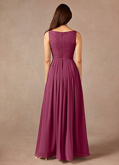 Azazie Ainsling Mother of the Bride Dresses Mulberry A-Line Square Neckline Lace Chiffon Dress image7