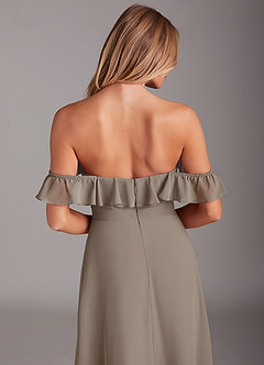 Azazie Lyra Bridesmaid Dresses Taupe A-Line Chiffon Convertible Dress image8