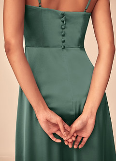 Azazie Dottie Bridesmaid Dresses Eucalyptus A-Line Stretch Satin Dress image7