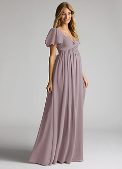 Azazie Madisynn Brautjungfernkleider für Schwangere Schleifen Chiffon Bodenlänge Kleid image3