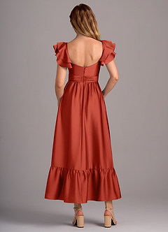 Azazie Anaya Bridesmaid Dresses Rust A-Line Sweetheart Neckline Stretch Satin Convertible Dress image2