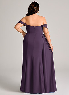 Azazie Amyra Bridesmaid Dresses Plum Sheath Off the Shoulder Chiffon Convertible Dress image15