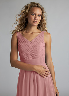 Azazie Grace Bridesmaid Dresses Dusty Rose A-Line Pleated Chiffon Dress image5