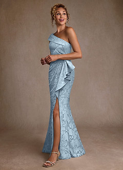 Azazie Hampton Mother of the Bride Dresses Sky Blue Mermaid One Shoulder Floral Burnout Dress image2