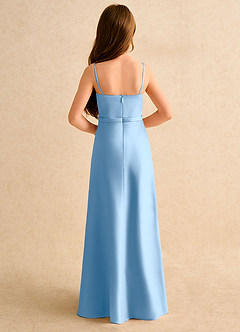 Azazie Fishie Girls Formal Flower Girl Dresses Powder Blue A-Line Matte Satin Dress image7