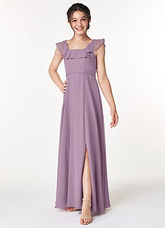 Azazie Jinny Junior Wisteria A-Line Ruched Chiffon Dress image3