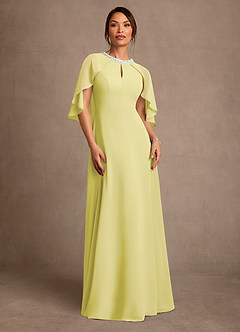 Azazie Winnifred vestidos de madre de la novia Vestido de Sorbete De Limón de Gasa de Corte en A con Perla image1