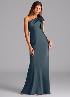Azazie Yuanna Bridesmaid Dresses Twilight Mermaid One Shoulder Stretch Satin Dress image3