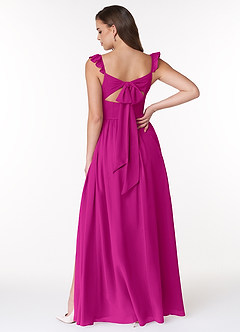Azazie Metz Bridesmaid Dresses Fuchsia A-Line Sweetheart Ruched Chiffon Dress image2