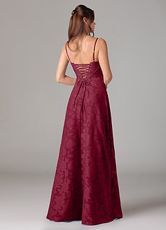 Azazie Valentine Bridesmaid Dresses Burgundy A-Line Sweetheart Neckline Floral Burnout Dress image5