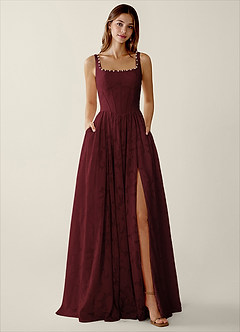 Megan Wine Lace A-line Prom Dress image3