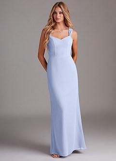Azazie Denice Brautjungfernkleider Etui Gefaltet Chiffon Kleid Eis image1
