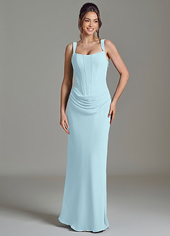 Azazie Niamh Robes de demoiselle d'honneur Robe Sirène en Mousseline de soie Corset Bleu Nuage image5