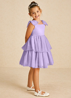 Azazie Vanellope Flower Girl Dresses Lilac A-Line Bow Tulle Dress image1