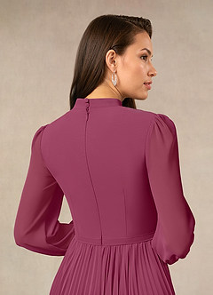 Azazie Adellah Mother of the Bride Dresses Mulberry A-Line Pleated Chiffon Dress image4