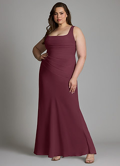 Azazie Agustina Abiti da Damigella Abito Sirena in Chiffon Corsetto Cabernet image8