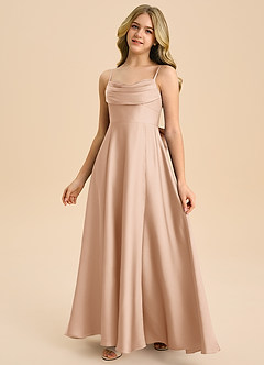 Azazie Bear Junior English Rose A-Line Sweetheart Neckline Stretch Satin Dress image4