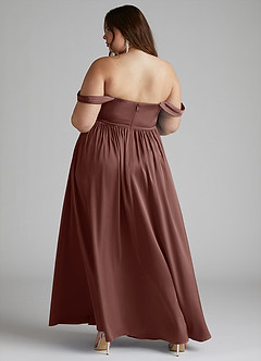 Azazie Morana Bridesmaid Dresses Espresso A-Line Off the Shoulder Stretch Satin Convertible Dress image14