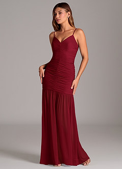 Azazie Aimie Bridesmaid Dresses Burgundy Mermaid Mesh Dress image5