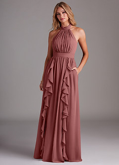 Azazie Avary Bridesmaid Dresses Amethyst A-Line Pleated Chiffon Dress image4
