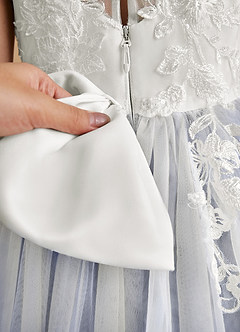 Azazie Bitsy Flower Girl Dresses Ivory Ice A-Line Lace Tulle Dress image7