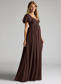 Azazie Madisynn Maternity Bridesmaid Dresses Bow Chiffon Floor-Length Dress image3