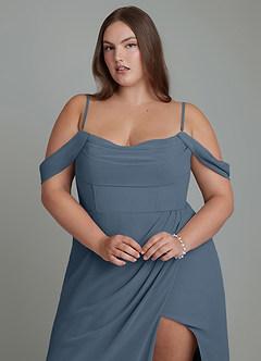 Azazie Johana Abiti da Damigella Abito Convertibile Sirena in Chiffon Spalle Scoperte Blu Nettuno image10