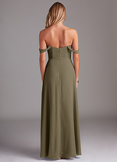 Azazie Aaron Brautjungfernkleider Wandelbar A-Linie Schulterfrei Chiffon Kleid Weidengrün image3