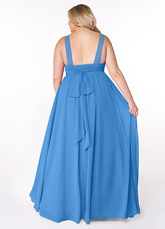 Azazie Kora Bridesmaid Dresses Blue Jay A-Line Pleated Chiffon Dress image8