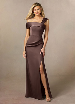 Azazie Laramie Mère de la mariée Robes Robe Sirène en Satin extensible Plissée Ganache image1