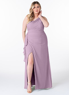 Azazie Maive Bridesmaid Dresses Wisteria Sheath Pleated Ruffle Chiffon Dress image7