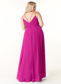 Azazie Janine Bridesmaid Dresses Fuchsia A-Line V-Neck Chiffon Dress image6