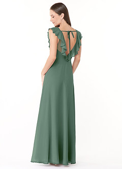 Azazie Yoko Bridesmaid Dresses Eucalyptus A-Line Ruched Chiffon Dress image4