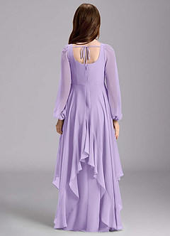 Azazie Clara Junior Vestido de Lila de Gasa de Corte en A con Blusón image2