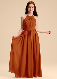 Azazie Malone Junior Paprika A-Line Pleated Chiffon Dress image6