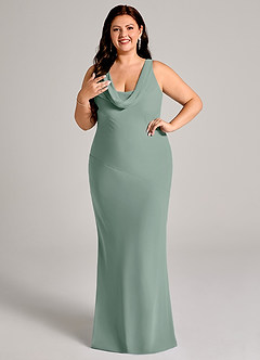 Azazie Rylina Robes de demoiselle d'honneur Robe Sirène en Mousseline de soie Plissé Sauge D'argent image10