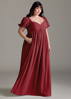 Azazie Madisynn Maternity Bridesmaid Dresses Bow Chiffon Floor-Length Dress image7