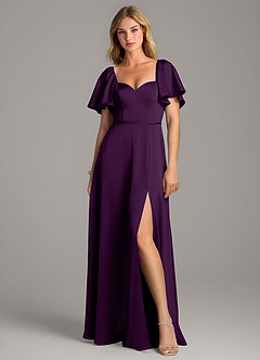 Azazie Chloe Robes de demoiselle d'honneur Robe Trapèze en Satin extensible Encolure en Forme de Cœur Grain De Raisin image4