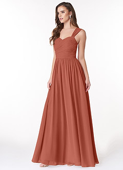 Azazie Zapheira Bridesmaid Dresses Clay A-Line Ruched Chiffon Dress image3