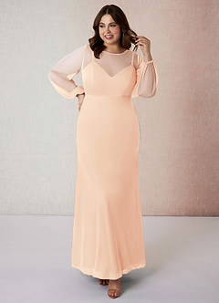 Azazie Denali Final Sale Agave Sheath Bow Mesh Dress image7