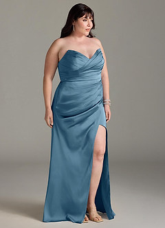 Azazie Yola Bridesmaid Dresses Bermuda Sheath V-Neck Pleated Stretch Satin Convertible Dress image12