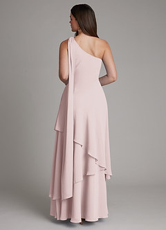 Azazie Monique Brautjungfernkleider A-Linie One-Shoulder Chiffon Kleid Zartrosa image2