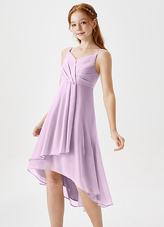 Azazie Mariam Junior Frosted Lilac A-Line Pleated Chiffon Dress image1