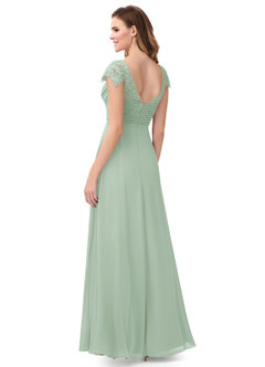 Azazie Adelyn Bridesmaid Dresses A-Line Lace Chiffon Floor-Length Dress image2